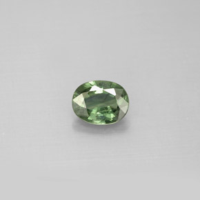 Safira verde natural 0,76ct, corte oval, VS
