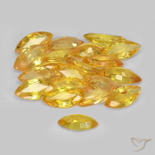 Pedras preciosas de Safira Dourado médio natural de 3.18 ct, Marquesa, VVS-VS