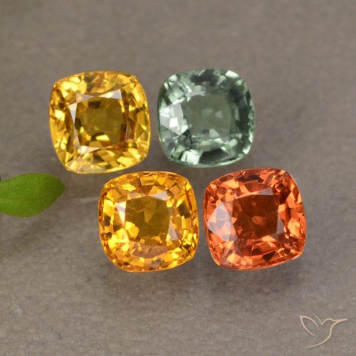 Pedras preciosas de safira multicolorido natural de 1,87 ct, almofada cortada, VS