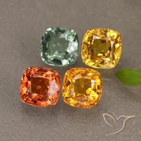 Pedras preciosas de safira multicolorido natural de 1,87 ct, almofada cortada, VS