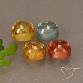 Pedras preciosas de safira multicolorido natural de 1,87 ct, almofada cortada, VS