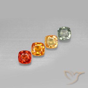 Pedras preciosas de safira multicolorido natural de 2,45 ct, almofada cortada, VS