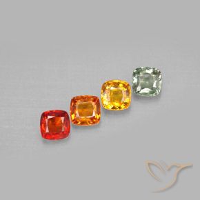 Pedras preciosas de safira multicolorido natural de 2,20 ct, almofada cortada, VS