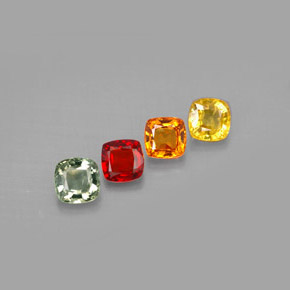 Pedras preciosas de safira multicolorido natural de 2,17 ct, almofada cortada, VS