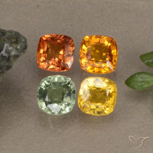 Pedras preciosas de safira multicolorido natural de 1,90 ct, almofada cortada, VS