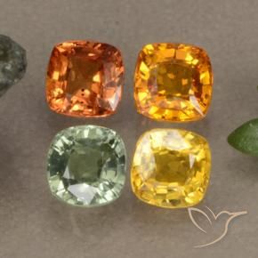 Pedras preciosas de safira multicolorido natural de 1,90 ct, almofada cortada, VS