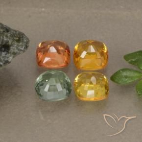 Pedras preciosas de safira multicolorido natural de 1,90 ct, almofada cortada, VS