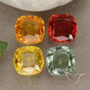 Pedras preciosas de safira multicolorido natural de 2,24 ct, almofada cortada, VS