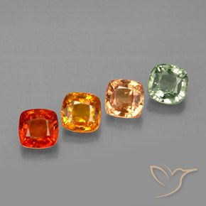 Pedras preciosas de safira multicolorido natural de 1,98 ct, almofada cortada, VVS-VS