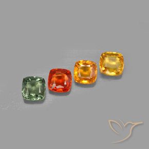 Pedras preciosas de safira multicolorido natural de 2,28 ct, almofada cortada, VVS-VS