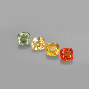 Pedras preciosas de safira multicolorido natural de 1,67 ct, almofada cortada, VVS-VS