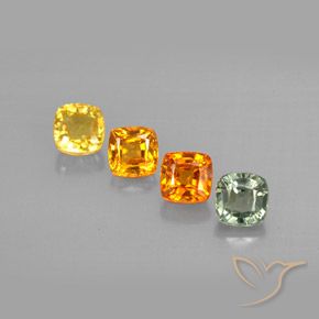 Pedras preciosas de safira multicolorido natural de 2,10 ct, almofada cortada, VVS-VS
