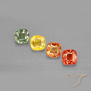 Pedras preciosas de safira multicolorido natural de 2,19 ct, almofada cortada, VVS-VS