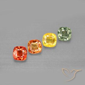 Pedras preciosas de safira multicolorido natural de 2,19 ct, almofada cortada, VVS-VS