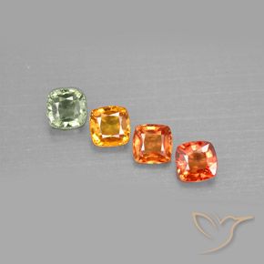 Pedras preciosas de safira multicolorido natural de 1,95 ct, almofada cortada, VVS-VS