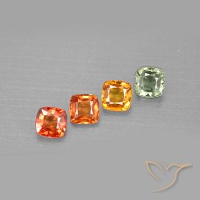Pedras preciosas de safira multicolorido natural de 1,95 ct, almofada cortada, VVS-VS