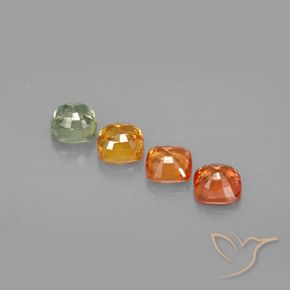 Pedras preciosas de safira multicolorido natural de 1,95 ct, almofada cortada, VVS-VS