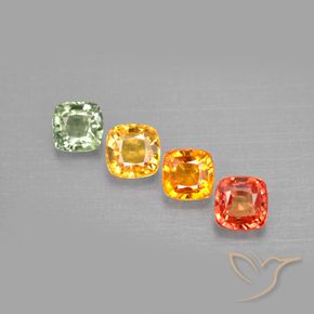 Pedras preciosas de safira multicolorido natural de 2,64 ct, almofada cortada, VVS-VS