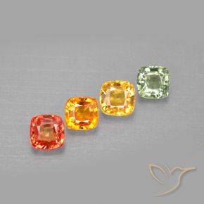 Pedras preciosas de safira multicolorido natural de 2,64 ct, almofada cortada, VVS-VS
