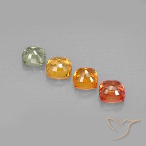 Pedras preciosas de safira multicolorido natural de 2,64 ct, almofada cortada, VVS-VS