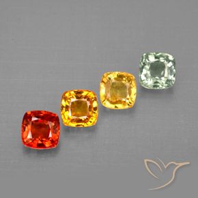 Pedras preciosas de safira multicolorido natural de 1,96 ct, almofada cortada, VVS-VS