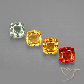Pedras preciosas de safira multicolorido natural de 1,96 ct, almofada cortada, VVS-VS