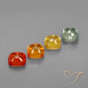 Pedras preciosas de safira multicolorido natural de 1,96 ct, almofada cortada, VVS-VS
