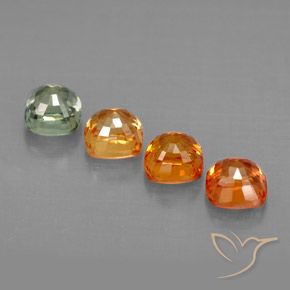 Pedras preciosas de safira multicolorido natural de 2,15 ct, almofada cortada, VVS-VS