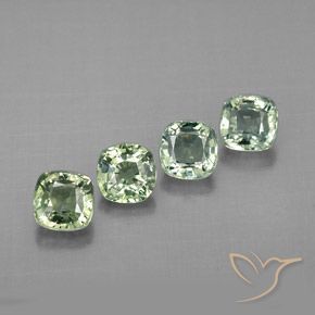 Pedras preciosas de safira verde natural de 1,72 ct, almofada cortada, VVS-VS