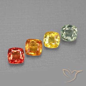 Pedras preciosas de safira multicolorido natural de 1,66 ct, almofada cortada, VVS-VS