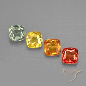 Pedras preciosas de safira multicolorido natural de 1,66 ct, almofada cortada, VVS-VS
