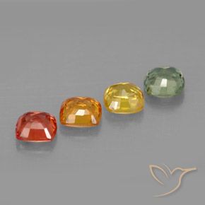 Pedras preciosas de safira multicolorido natural de 1,66 ct, almofada cortada, VVS-VS