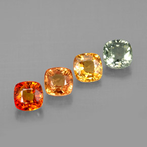 Pedras preciosas de safira multicolorido natural de 1,94 ct, almofada cortada, VVS-VS