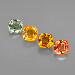 Pedras preciosas de safira multicolorido natural de  ct, almofada cortada, VVS-VS