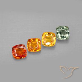 Pedras preciosas de safira multicolorido natural de 2,49 ct, almofada cortada, VVS-VS