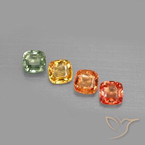 Pedras preciosas de safira multicolorido natural de 2,21 ct, almofada cortada, VVS-VS