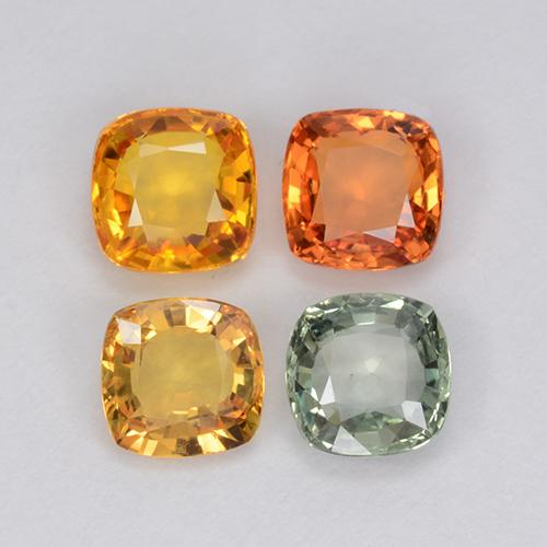 Pedras preciosas de safira multicolorido natural de 2,22 ct, almofada cortada, VVS-VS