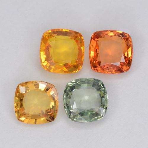 Pedras preciosas de safira multicolorido natural de 2,22 ct, almofada cortada, VVS-VS