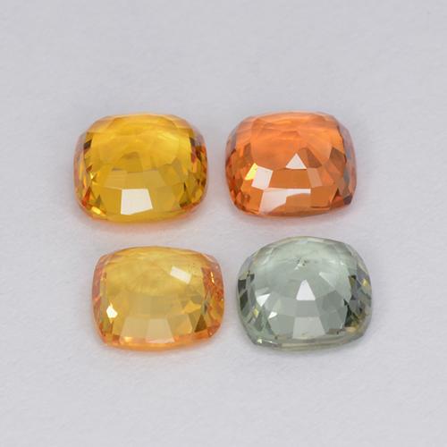 Pedras preciosas de safira multicolorido natural de 2,22 ct, almofada cortada, VVS-VS