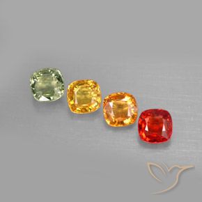 Pedras preciosas de safira multicolorido natural de 2,38 ct, almofada cortada, VVS-VS