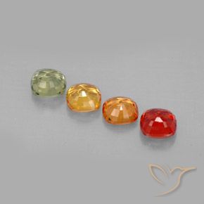 Pedras preciosas de safira multicolorido natural de 2,38 ct, almofada cortada, VVS-VS