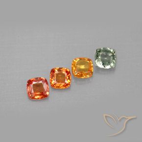 Pedras preciosas de safira multicolorido natural de 1,49 ct, almofada cortada, VVS-VS
