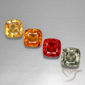 Pedras preciosas de safira multicolorido natural de 2,17 ct, almofada cortada, VVS-VS