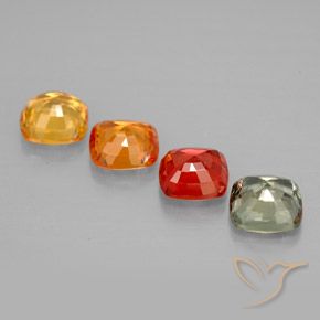 Pedras preciosas de safira multicolorido natural de 2,17 ct, almofada cortada, VVS-VS