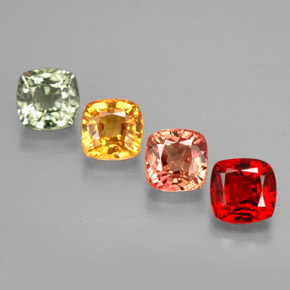 Pedras preciosas de safira multicolorido natural de 2,21 ct, almofada cortada, VVS-VS