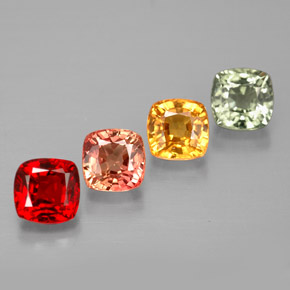 Pedras preciosas de safira multicolorido natural de 2,21 ct, almofada cortada, VVS-VS