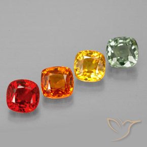 Pedras preciosas de safira multicolorido natural de 2,51 ct, almofada cortada, VVS-VS