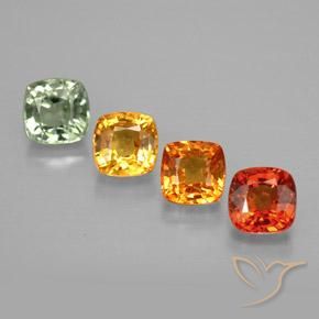 Pedras preciosas de safira multicolorido natural de 1,89 ct, almofada cortada, VVS-VS