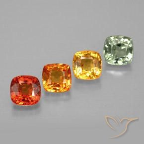 Pedras preciosas de safira multicolorido natural de 1,89 ct, almofada cortada, VVS-VS
