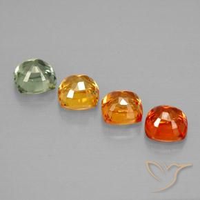 Pedras preciosas de safira multicolorido natural de 1,89 ct, almofada cortada, VVS-VS